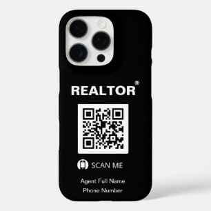 iPhone 16 Pro Zwart Hoesje - Realtor®+QR Code