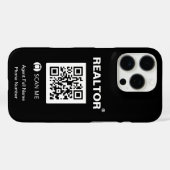 iPhone 16 Pro Zwart Hoesje - Realtor®+QR Code (Achterkant (horizontaal))