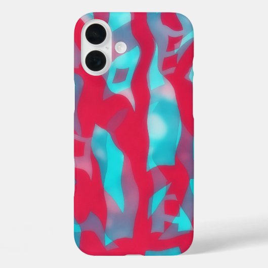 IPhone 16 Roze en Aqua Blue Abstract Art Hoesje (Achterkant)
