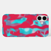 IPhone 16 Roze en Aqua Blue Abstract Art Hoesje (Achterkant (horizontaal))