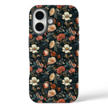 iPhone 16 Stoer Hoesje, Naadloze Bloemen Hoesje
