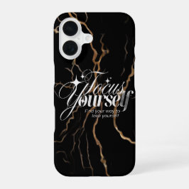 iPhone 16 Zwart Goud Marmer Motiverende Hoes  Hoesje