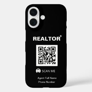 iPhone 16 Zwart Hoesje - Realtor®+QR Code