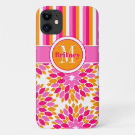 iPhone 1 Plus hoesje | Floral, Stripes | Roze Sina
