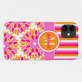iPhone 1 Plus hoesje | Floral, Stripes | Roze Sina (Achterkant (horizontaal))