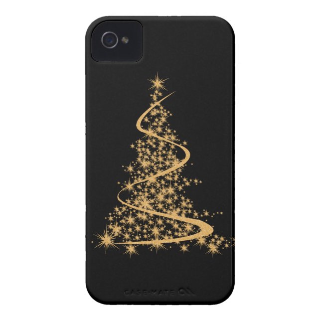 iPhone 4 Case Glitzy Gold Xmas (Achterkant)