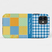iPhone 5/5s Hoesje aan Personalisatie: Faux Patchw (Achterkant (horizontaal))