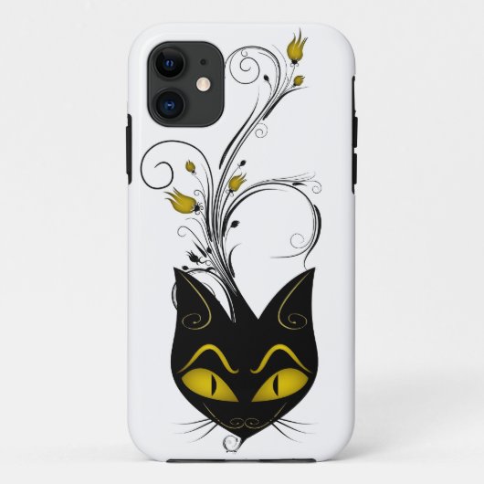 iPhone 5 Barely There Case Zwarte Kat Gele Bloem (Achterkant)