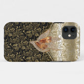 iPhone 5 Black Damask Caramel Beige Gold Amber Case-Mate iPhone Case (Achterkant (horizontaal))