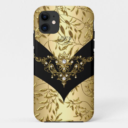 iPhone 5 Case-Mate Crème Goud Damask Zwart Case (Achterkant)