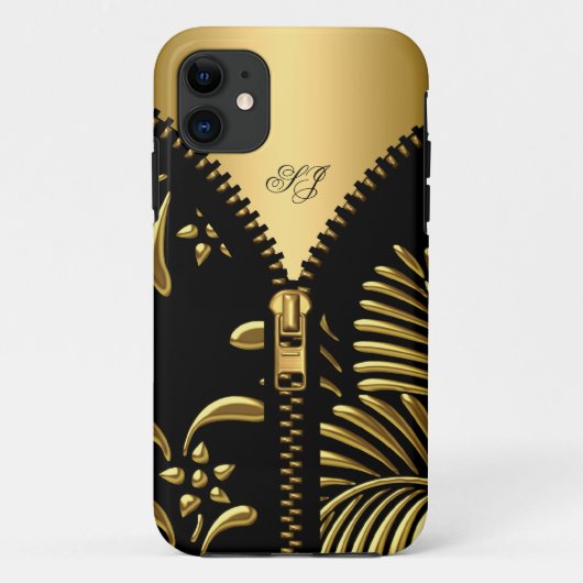 iPhone 5 Case-Mate Goud Damask Zwart Rits Case (Achterkant)