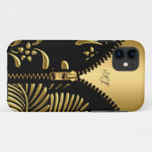 iPhone 5 Case-Mate Goud Damask Zwart Rits Case (Achterkant (horizontaal))