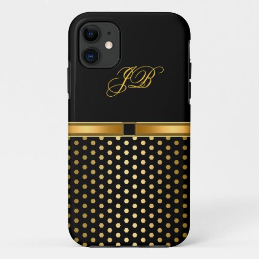 iPhone 5 Case-Mate Hoesje Goud Zwart Stip (Achterkant)