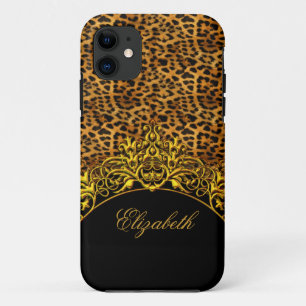 iPhone 5 Elegant Classy Leopard Print Zwart Goud Case-Mate iPhone Case