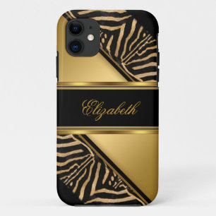 iPhone 5 Elegante Klasse Goud Zebra 11 Hoesje