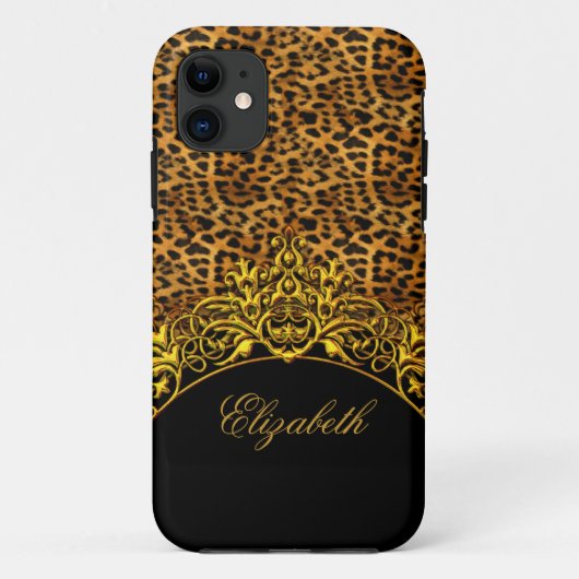 iPhone 5 Elegante Klasse Luipaardprint Zwart Goud Case-Mate iPhone Case (Achterkant)