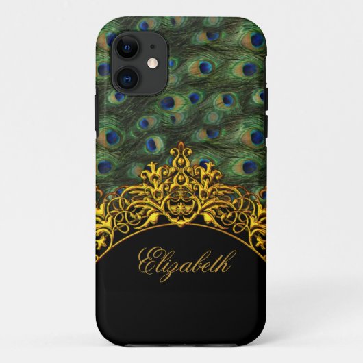 iPhone 5 Elegante Klasse Pauw Zwart Goud Case-Mate iPhone Case (Achterkant)