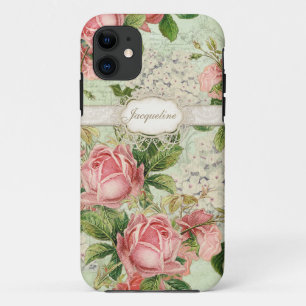 IPhone 5 -  Engels Roos Lace in Hydrangea 11 Hoesje