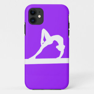 iPhone 5 Gymnast Silhouette White op Paars 11 Hoesje