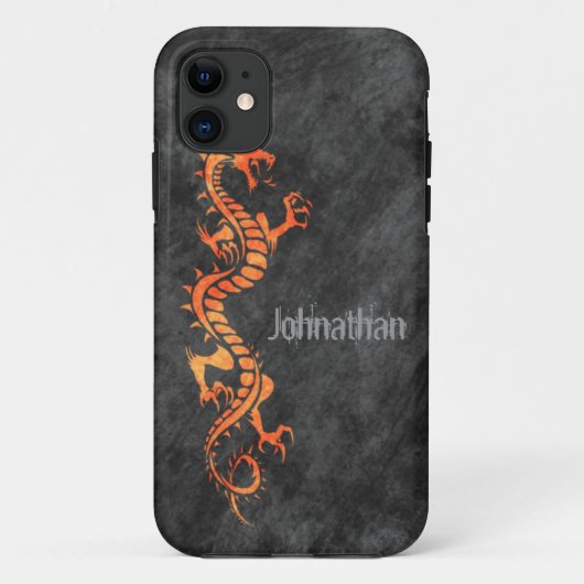 iPhone 5 Hoesje - Grunge Dragon op zwart (oranje) (Achterkant)
