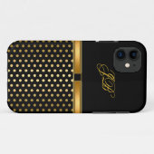 iPhone 5 Hoesje-Mate Hoesje Gold Black Spot (Achterkant (horizontaal))