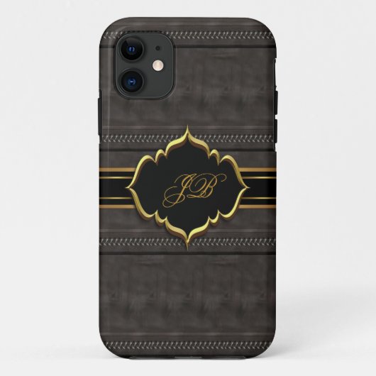 iPhone 5 Hoesje-Mate Hoesje Gold Black Suede Look (Achterkant)
