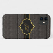iPhone 5 Hoesje-Mate Hoesje Gold Black Suede Look (Achterkant (horizontaal))