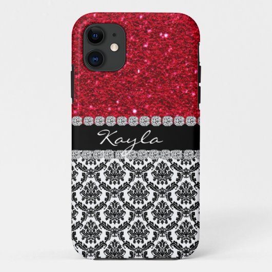 IPHONE 5 Hoesje RHINESTONE KIJK HET Damasontwerp A (Achterkant)