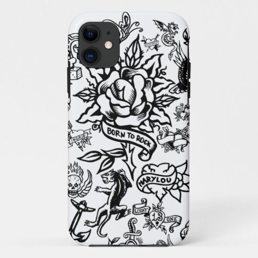 iphone 5 hoesje wit en zwart Tattoo (Achterkant)