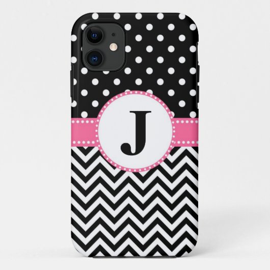 iPhone 5 Hoesje zwarte Chevron en Stippen (Achterkant)
