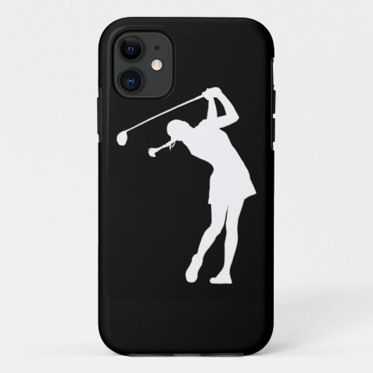 iPhone 5 Lady Golfer Silhouette White op zwart Case-Mate iPhone Case (Achterkant)