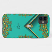 iPhone 5 Monogram Koninklijk Ellegant Jade Goud Case-Mate iPhone Case (Achterkant (horizontaal))