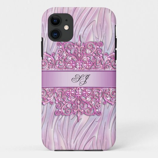 iPhone 5 of 4 Zebra Damask Mooie Roze Case-Mate iPhone Case (Achterkant)