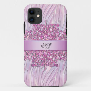 iPhone 5 of 4 Zebra Damask  Roze iPhone 11 Hoesje