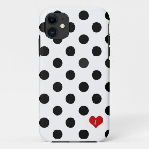 Iphone 5 Polka Dot Black & White Dotted Heart Hoes