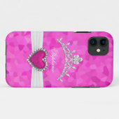 iPhone 5 Princess Silver Tiara Hot Pink Bejeweled Case-Mate iPhone Case (Achterkant (horizontaal))