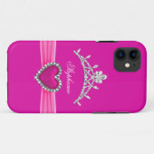 iPhone 5 Princess Silver Tiara Hot Pink Bejeweled Case-Mate iPhone Case (Achterkant (horizontaal))