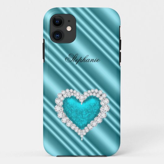 iPhone 5 Prinses Zilver Teal Bejeweled Case-Mate iPhone Case (Achterkant)