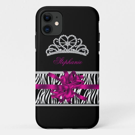 iPhone 5 Prinses Zilveren Tiara Roze Zebra Case-Mate iPhone Case (Achterkant)