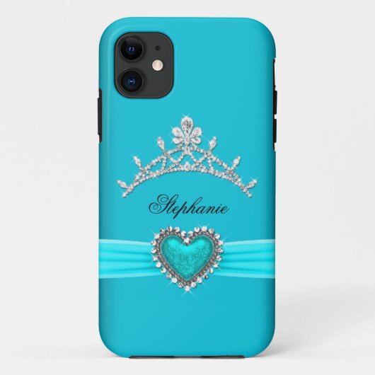 iPhone 5 Prinses Zilveren Tiara Turquoise Bejewele Case-Mate iPhone Case (Achterkant)