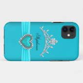 iPhone 5 Prinses Zilveren Tiara Turquoise Bejewele Case-Mate iPhone Case (Achterkant (horizontaal))