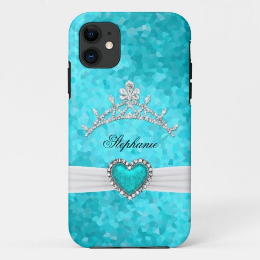 iPhone 5 Prinses Zilveren Tiara Turquoise Bejewele Case-Mate iPhone Case (Achterkant)