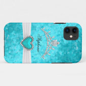 iPhone 5 Prinses Zilveren Tiara Turquoise Bejewele Case-Mate iPhone Case (Achterkant (horizontaal))