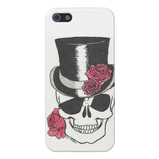 iphone 5 schedel met rozen hoesje (Achterkant)