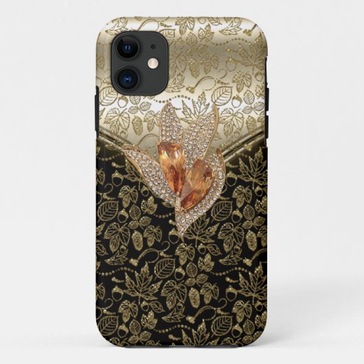 iPhone 5 Zwart Damast Karamel Beige Goud Amber Case-Mate iPhone Case (Achterkant)