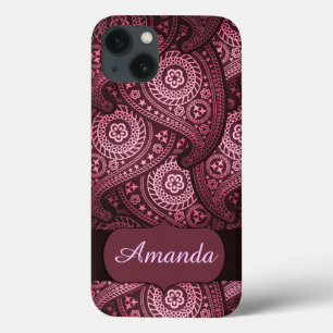 iPhone 6, hard Xtreme Pink Paisley Monogram iPhone 13 Hoesje