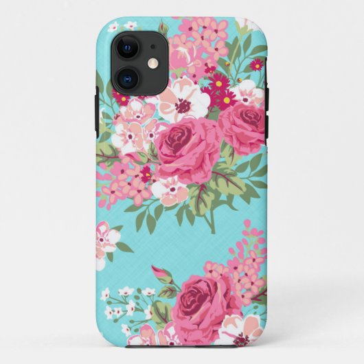 Iphone 6 Hoesje Rozen Girly Turquoise Floral (Achterkant)