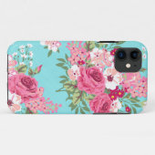 Iphone 6 Hoesje Rozen Girly Turquoise Floral (Achterkant (horizontaal))