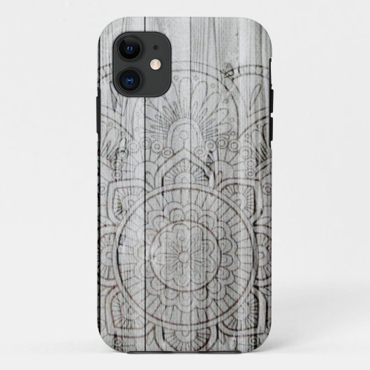 iPhone 6 Hoesje Wooden Mandala iPhone Case Wood (Achterkant)