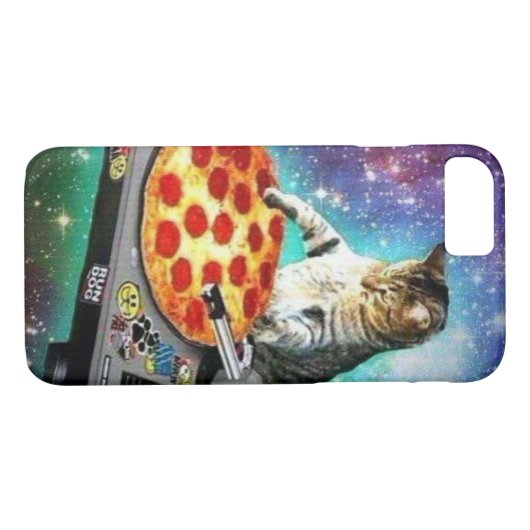 iPhone 7 DJ Pizza Cat Hoesje (Achterkant (Horizontaal))